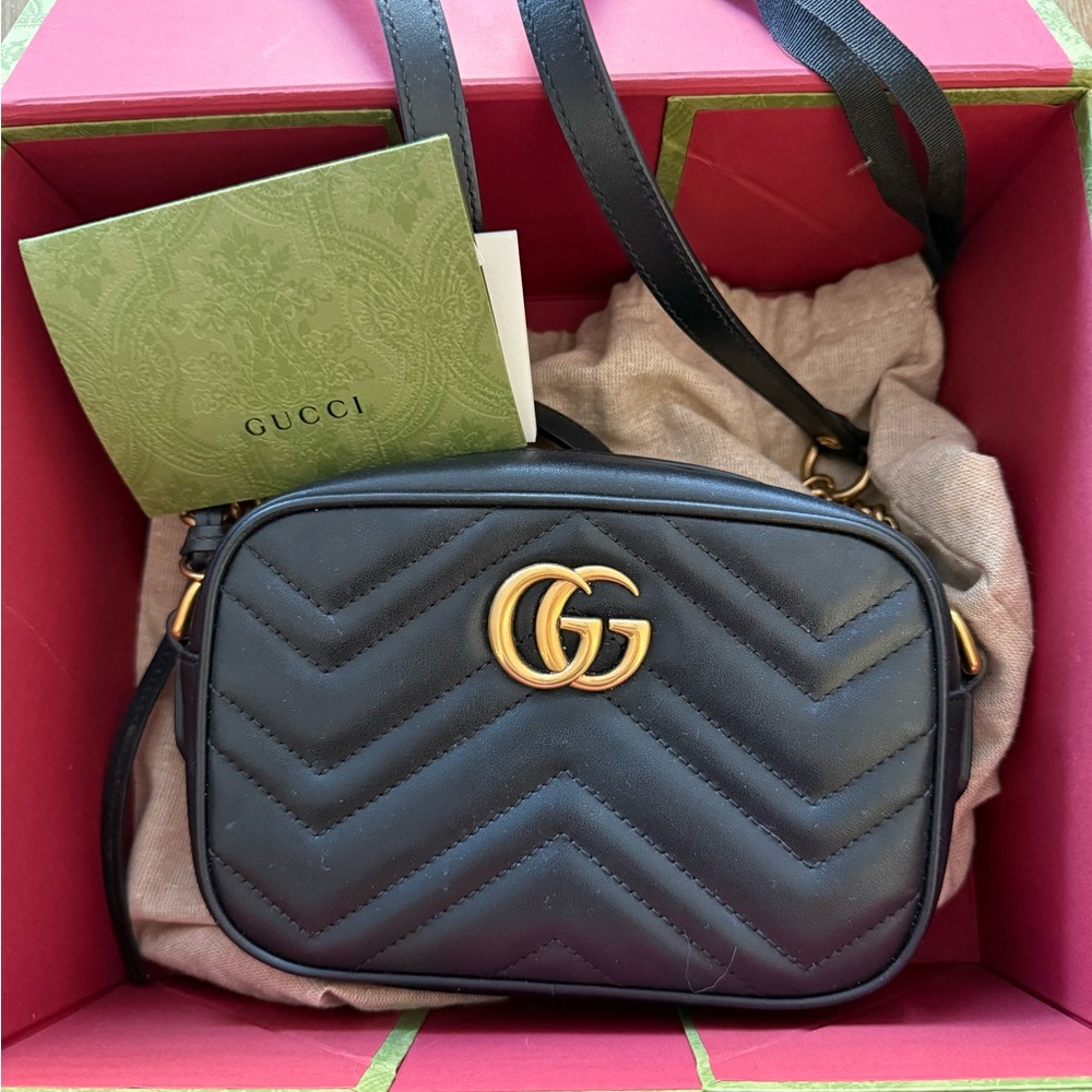 Gucci Black Chevron Crossbody Bag